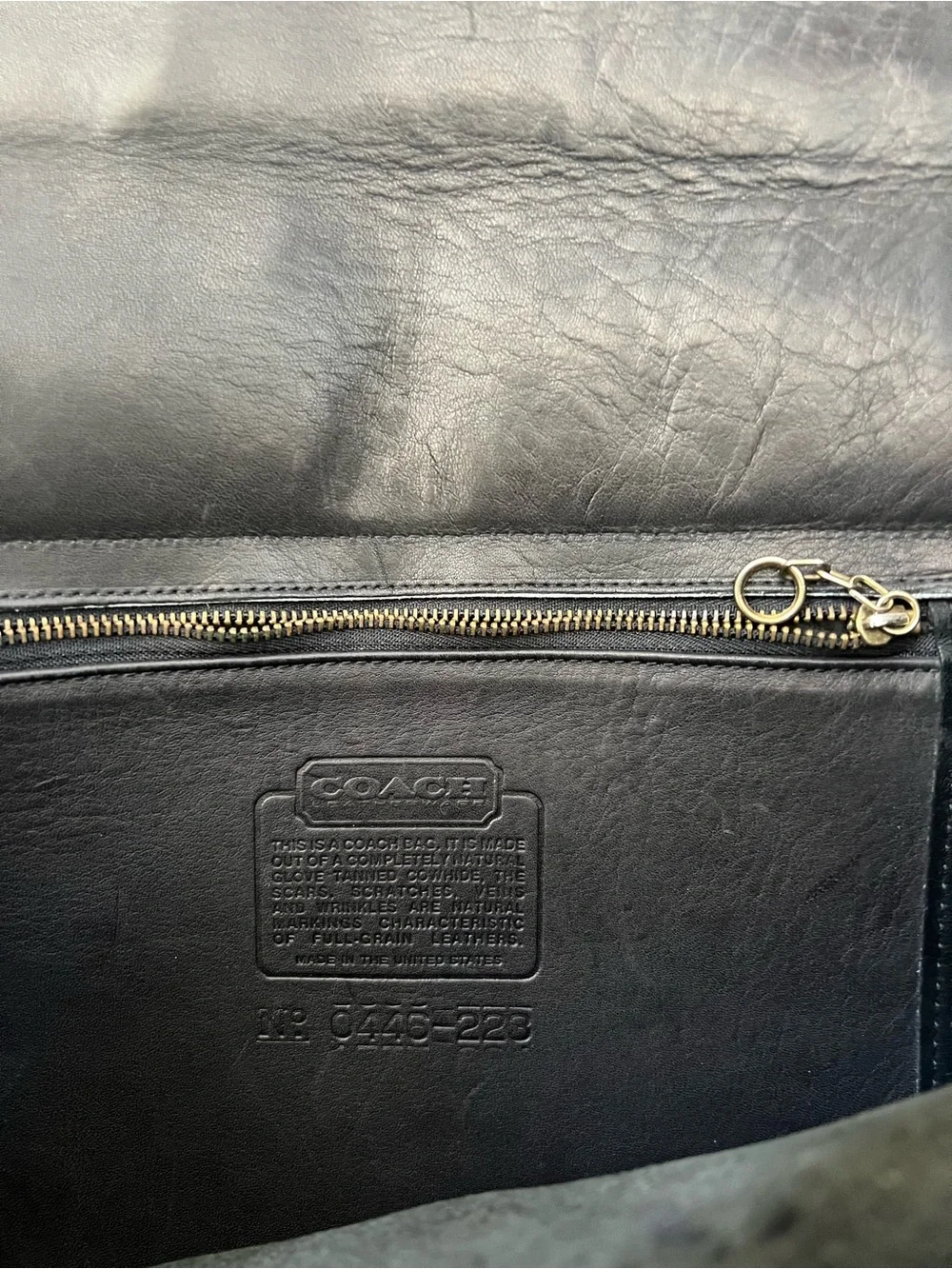 Coach Black Leather Briefcase with Gold Hardware and Detachable Strap